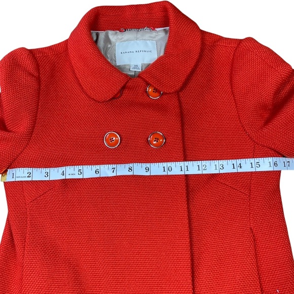 ❄️ Banana Republic Womens Orange Knit Double Breasted Pea Coat Jacket Size XS - Picture 7 of 11